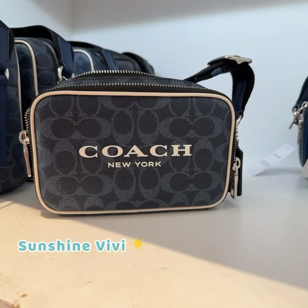 NWT Coach Colton Crossbody Bag 19 Signature Canvas Coach Graphic Ink Blue CET58